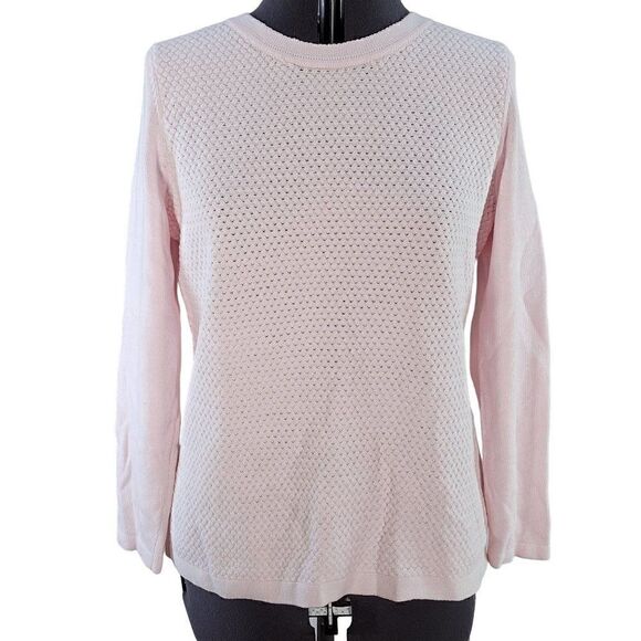 NWOT Talbots Pink Crew Neck Waffle Knit Sweater Sz LP - Picture 1 of 8